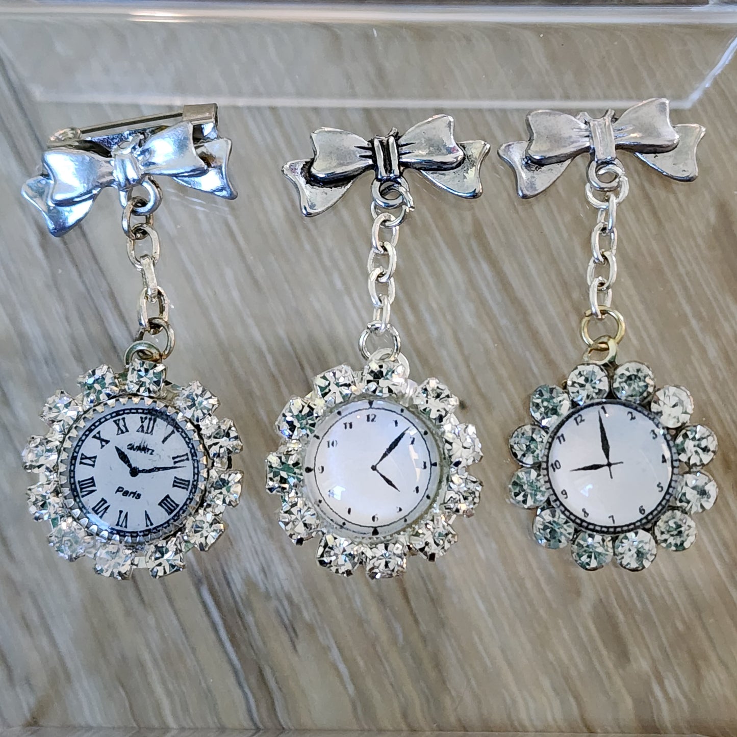 Chatelaine Rhinestone Watch Roman Numerals