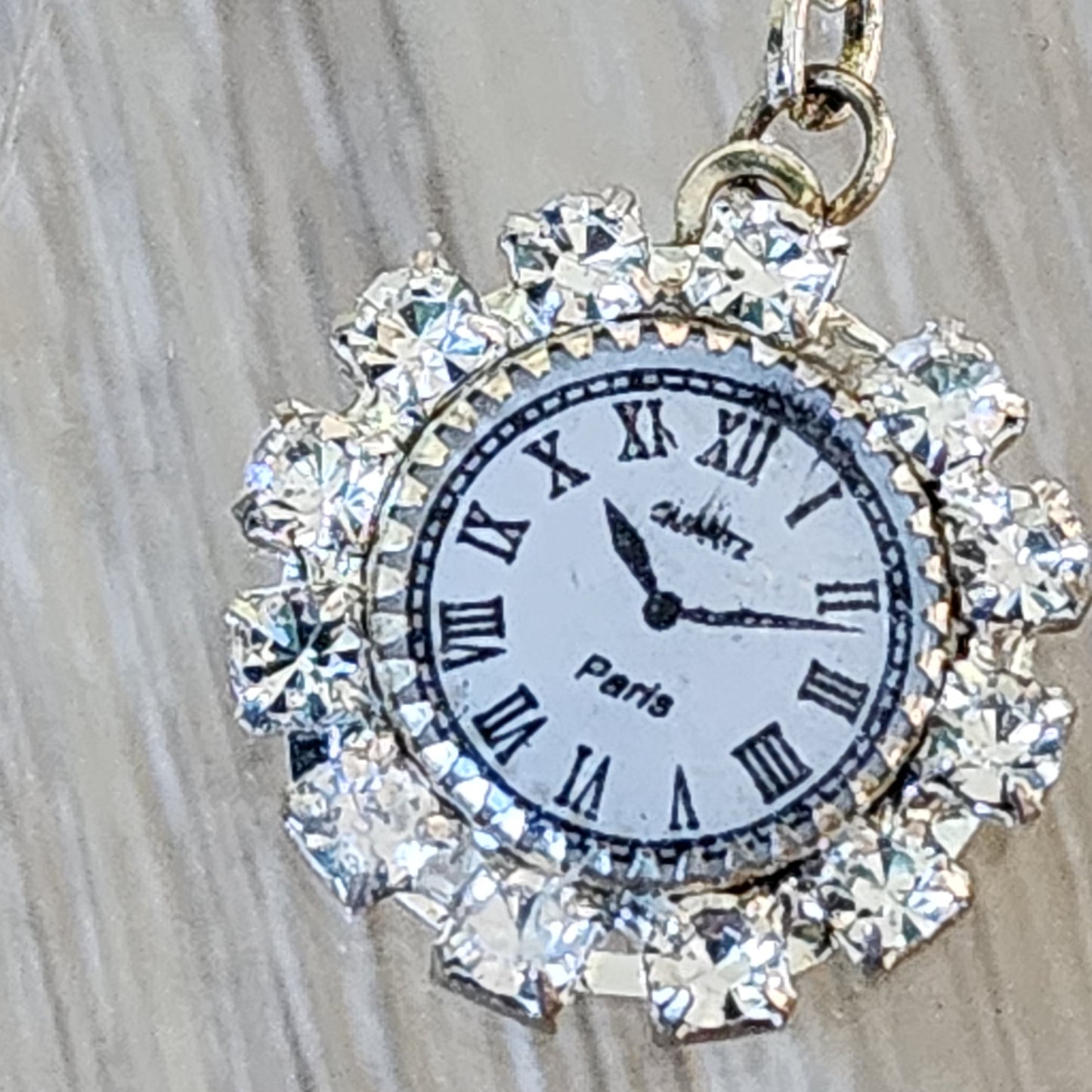 Chatelaine Rhinestone Watch Roman Numerals