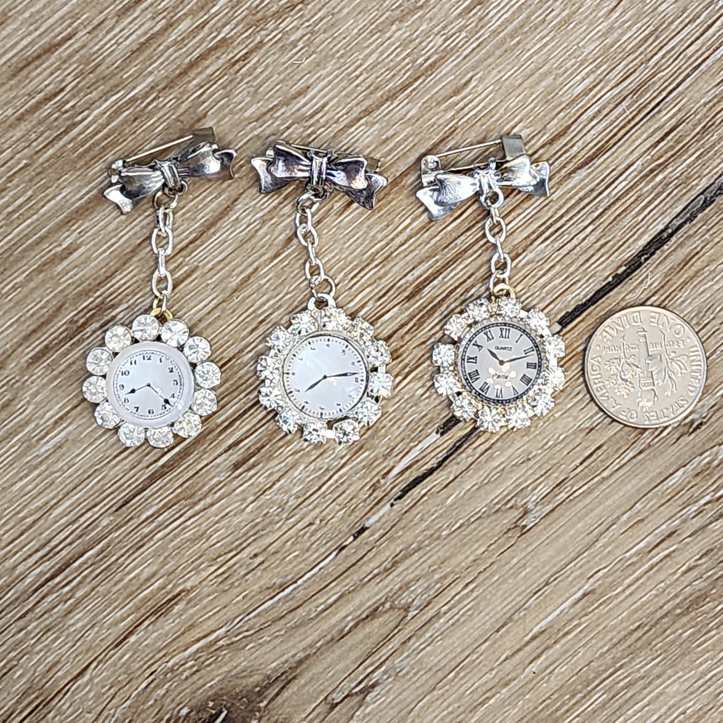 Chatelaine Rhinestone Watch Roman Numerals