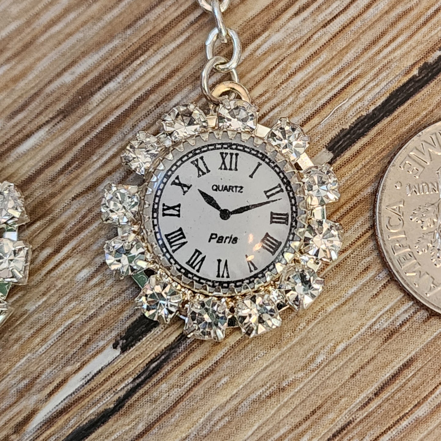 Chatelaine Rhinestone Watch Roman Numerals