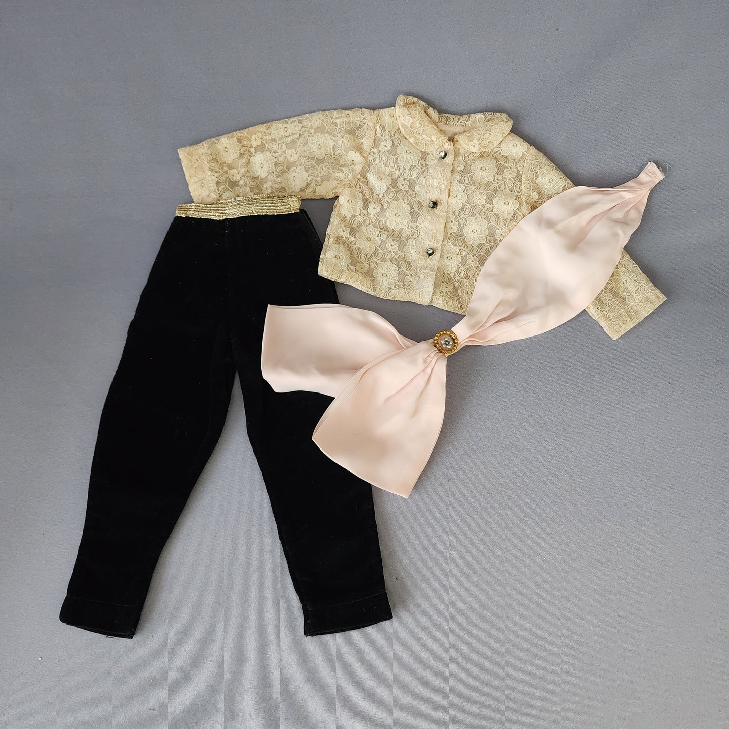 Lace Toreador Set with Black Velvet pants