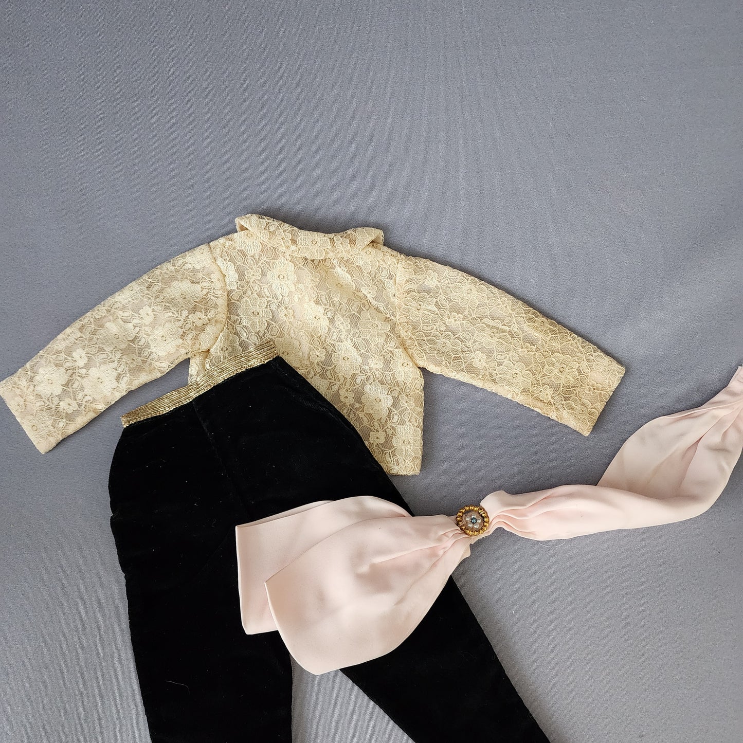 Lace Toreador Set with Black Velvet pants