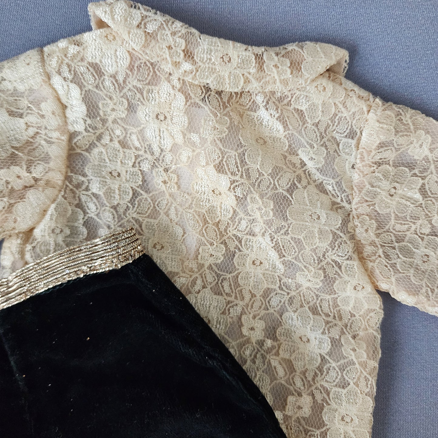Lace Toreador Set with Black Velvet pants
