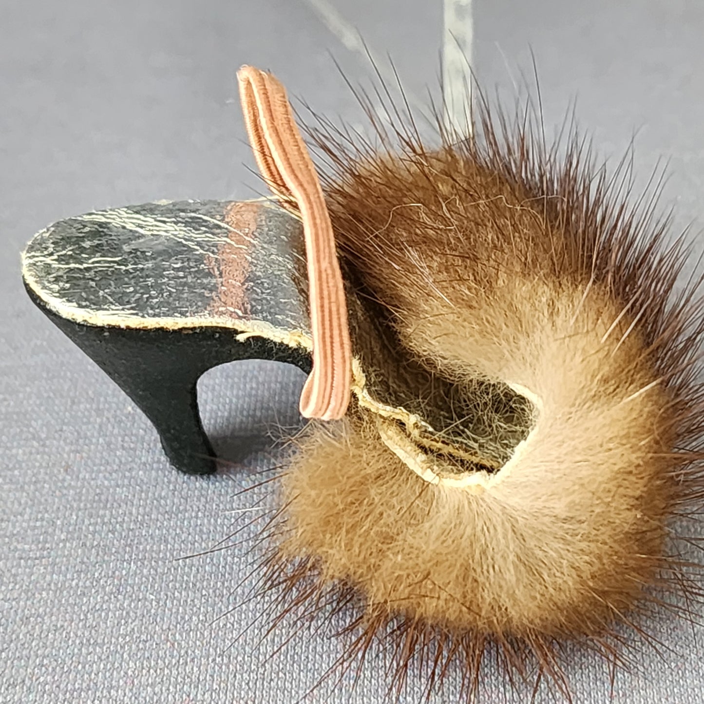 MINK FUR trimmed mules, RARE