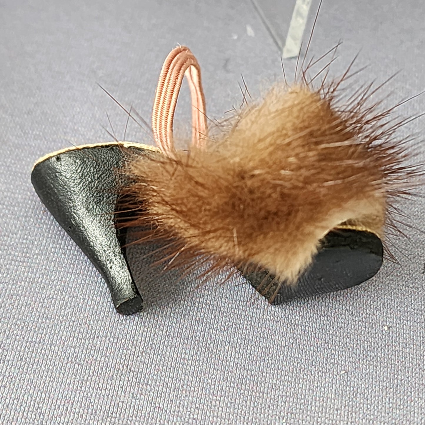 MINK FUR trimmed mules, RARE
