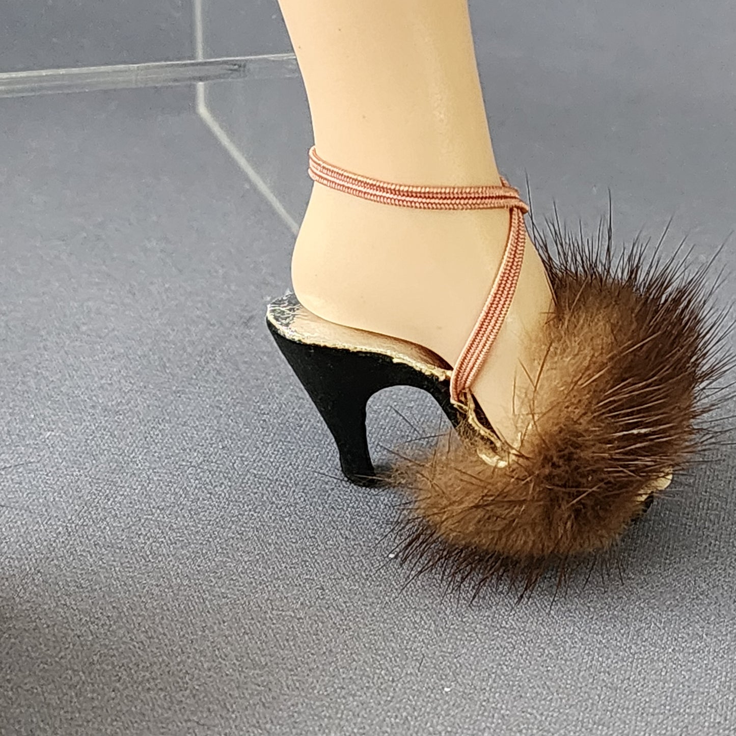 MINK FUR trimmed mules, RARE