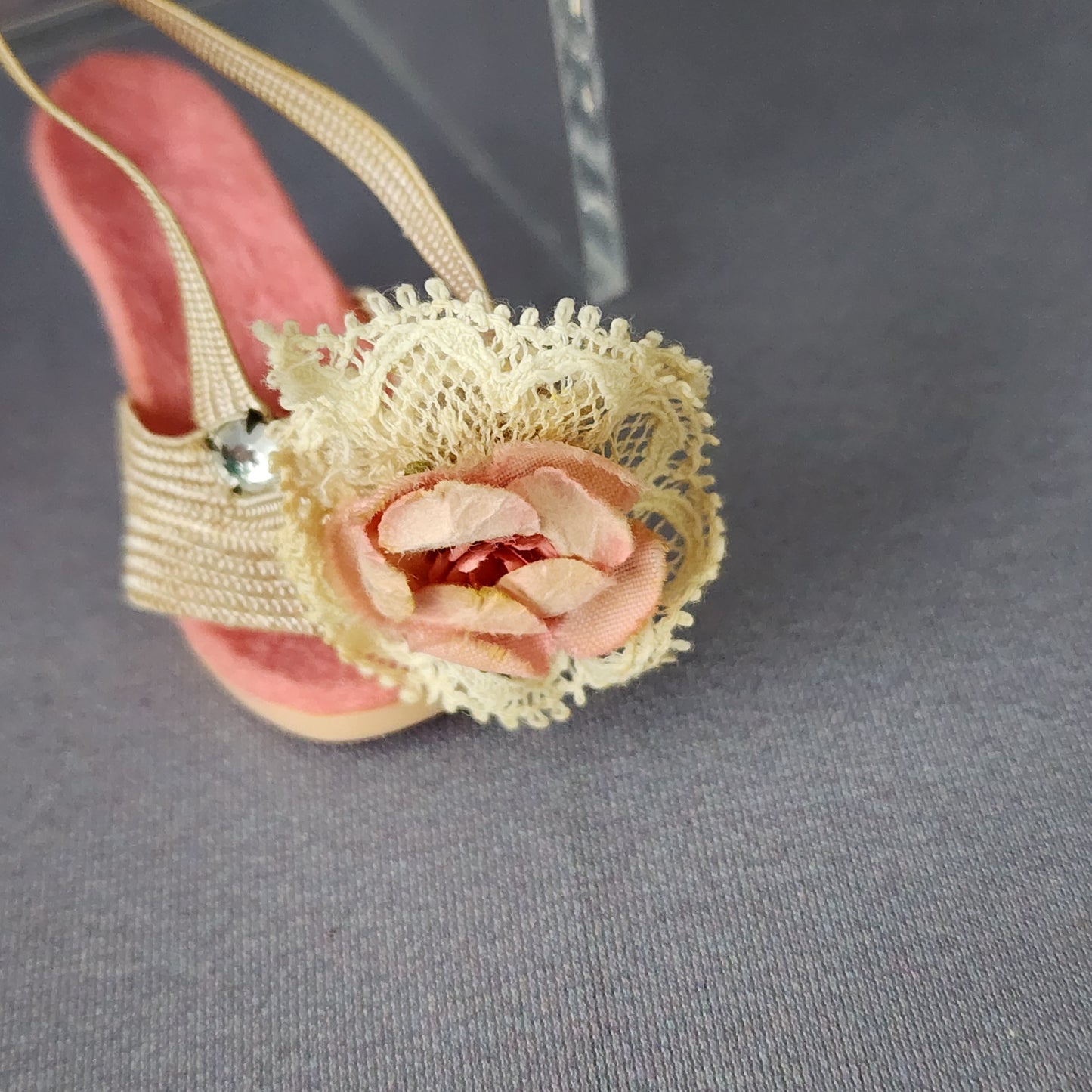 Pink mules, stretched elastic